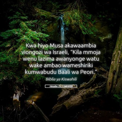 Picture 05 - Hesabu 25:5 SWHULB - Kwa hiyo Musa akawaambia viongozi wa Israeli, - Bible Verse Picture