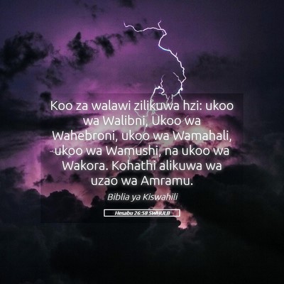 Picture 05 - Hesabu 26:58 SWHULB - Koo za walawi zilikuwa hzi: ukoo wa Walibni, Ukoo - Bible Verse Picture
