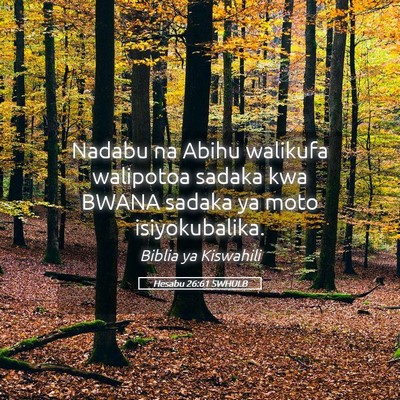 Picture 05 - Hesabu 26:61 SWHULB - Nadabu na Abihu walikufa walipotoa sadaka kwa - Bible Verse Picture