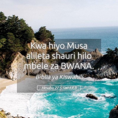 Picture 05 - Hesabu 27:5 SWHULB - Kwa hiyo Musa alileta shauri hilo mbele za - Bible Verse Picture
