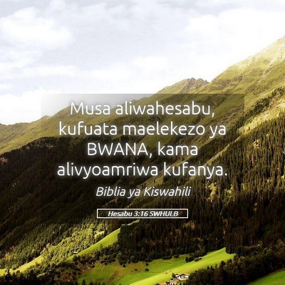 Picture 05 - Hesabu 3:16 SWHULB - Musa aliwahesabu, kufuata maelekezo ya BWANA, - Bible Verse Picture