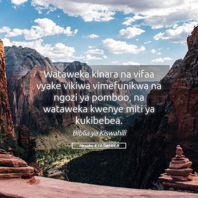 Picture 05 - Hesabu 4:10 SWHULB - Wataweka kinara na vifaa vyake vikiwa vimefunikwa - Bible Verse Picture