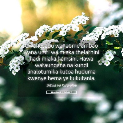 Picture 05 - Hesabu 4:3 SWHULB - Uwahesabu wanaume ambao wana umri wa miaka - Bible Verse Picture