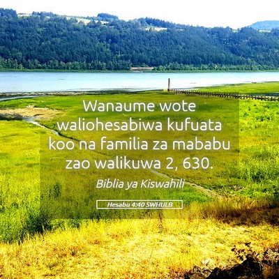 Picture 05 - Hesabu 4:40 SWHULB - Wanaume wote waliohesabiwa kufuata koo na familia - Bible Verse Picture