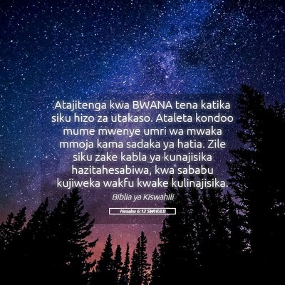 Picture 05 - Hesabu 6:12 SWHULB - Atajitenga kwa BWANA tena katika siku hizo za - Bible Verse Picture