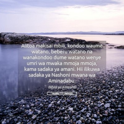 Picture 05 - Hesabu 7:17 SWHULB - Alitoa makisai mbili, kondoo waume watano, beberu - Bible Verse Picture