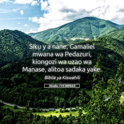 Picture 05 - Hesabu 7:54 SWHULB - Siku y a nane, Gamaliel mwana wa Pedazuri, - Bible Verse Picture
