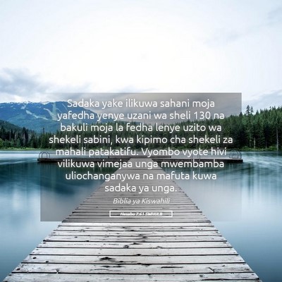 Picture 05 - Hesabu 7:61 SWHULB - Sadaka yake ilikuwa sahani moja yafedha yenye - Bible Verse Picture