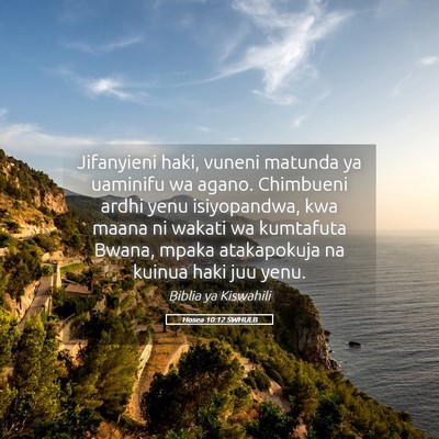 Picture 05 - Hosea 10:12 SWHULB - Jifanyieni haki, vuneni matunda ya uaminifu wa - Bible Verse Picture