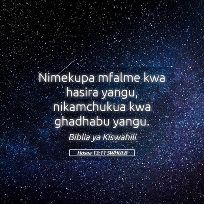 Picture 05 - Hosea 13:11 SWHULB - Nimekupa mfalme kwa hasira yangu, nikamchukua kwa - Bible Verse Picture