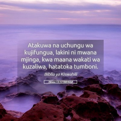 Picture 05 - Hosea 13:13 SWHULB - Atakuwa na uchungu wa kujifungua, lakini ni mwana - Bible Verse Picture