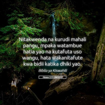 Picture 05 - Hosea 5:15 SWHULB - Nitakwenda na kurudi mahali pangu, mpaka watambue - Bible Verse Picture