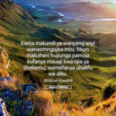 Picture 05 - Hosea 6:9 SWHULB - Kama makundi ya wanyang'anyi wanaomngojea mtu, - Bible Verse Picture