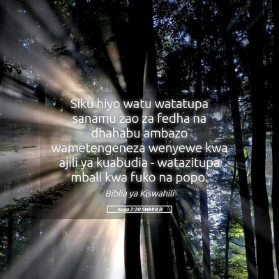 Picture 05 - Isaya 2:20 SWHULB - Siku hiyo watu watatupa sanamu zao za fedha na - Bible Verse Picture
