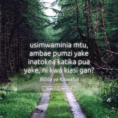 Picture 05 - Isaya 2:22 SWHULB - usimwaminia mtu, ambae pumzi yake inatokea katika - Bible Verse Picture