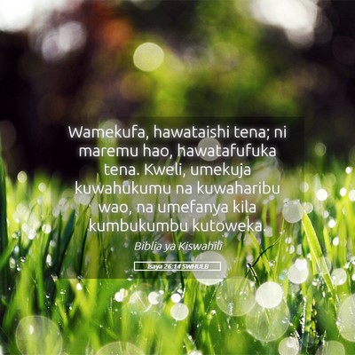 Picture 05 - Isaya 26:14 SWHULB - Wamekufa, hawataishi tena; ni maremu hao, - Bible Verse Picture