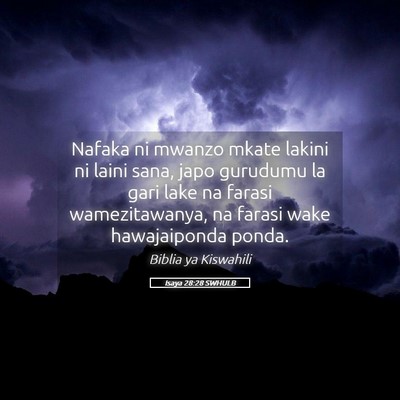 Picture 05 - Isaya 28:28 SWHULB - Nafaka ni mwanzo mkate lakini ni laini sana, japo - Bible Verse Picture