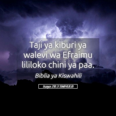 Picture 05 - Isaya 28:3 SWHULB - Taji ya kiburi ya walevi wa Efraimu lililoko - Bible Verse Picture