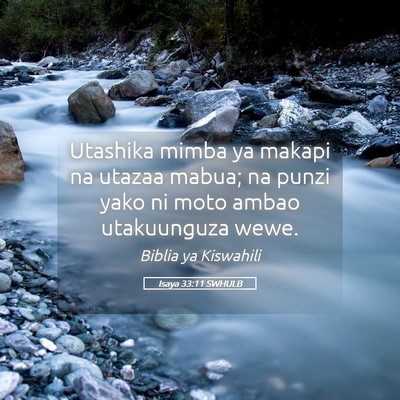 Picture 05 - Isaya 33:11 SWHULB - Utashika mimba ya makapi na utazaa mabua; na - Bible Verse Picture