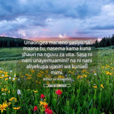 Picture 05 - Isaya 36:5 SWHULB - Unaongea maneno yasiyo na maana tu, nasema kama - Bible Verse Picture