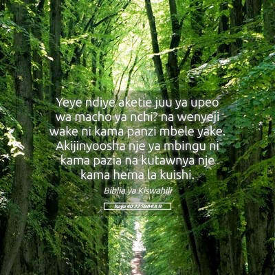 Picture 05 - Isaya 40:22 SWHULB - Yeye ndiye aketie juu ya upeo wa macho ya nchi? - Bible Verse Picture