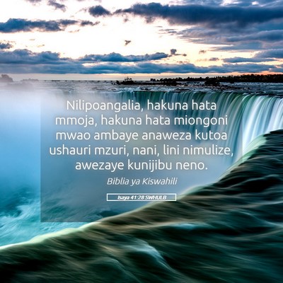 Picture 05 - Isaya 41:28 SWHULB - Nilipoangalia, hakuna hata mmoja, hakuna hata - Bible Verse Picture