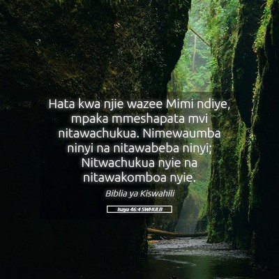 Picture 05 - Isaya 46:4 SWHULB - Hata kwa njie wazee Mimi ndiye, mpaka mmeshapata - Bible Verse Picture