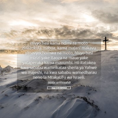 Picture 05 - Isaya 5:24 SWHULB - Hivyo basi kama ndimi za moto zinazokula mabua, - Bible Verse Picture