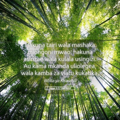 Picture 05 - Isaya 5:27 SWHULB - Hakuna tairi wala mashaka miongoni mwao; hakuna - Bible Verse Picture