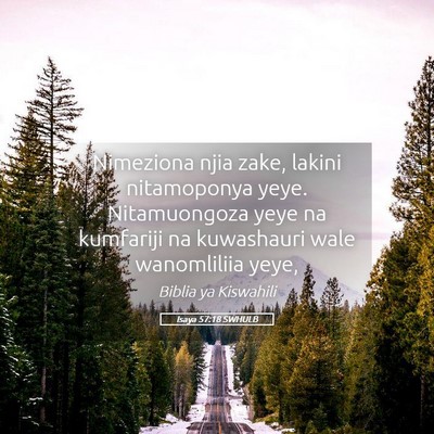 Picture 05 - Isaya 57:18 SWHULB - Nimeziona njia zake, lakini nitamoponya yeye. - Bible Verse Picture
