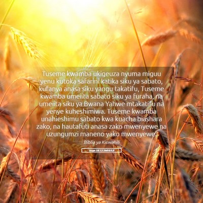 Picture 05 - Isaya 58:13 SWHULB - Tuseme kwamba ukigeuza nyuma miguu yenu kutoka - Bible Verse Picture