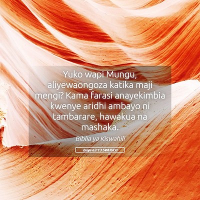Picture 05 - Isaya 63:13 SWHULB - Yuko wapi Mungu, aliyewaongoza katika maji mengi? - Bible Verse Picture