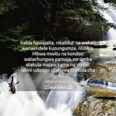 Picture 05 - Isaya 65:24 SWHULB - Kabla hawajaita, nitaitika; na wakati wanaendele - Bible Verse Picture