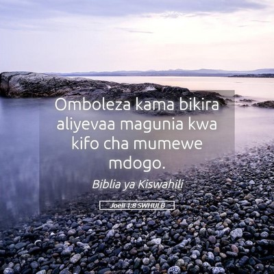 Picture 05 - Joeli 1:8 SWHULB - Omboleza kama bikira aliyevaa magunia kwa kifo - Bible Verse Picture