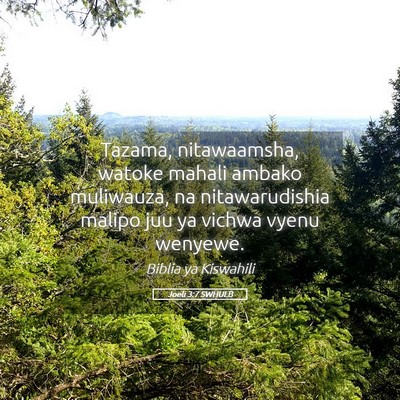 Picture 05 - Joeli 3:7 SWHULB - Tazama, nitawaamsha, watoke mahali ambako - Bible Verse Picture