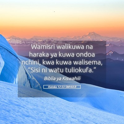 Picture 05 - Kutoka 12:33 SWHULB - Wamisri walikuwa na haraka ya kuwa ondoa nchini, - Bible Verse Picture