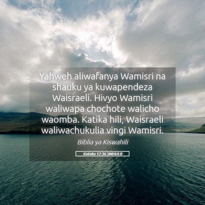 Picture 05 - Kutoka 12:36 SWHULB - Yahweh aliwafanya Wamisri na shauku ya - Bible Verse Picture