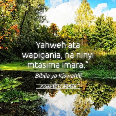 Picture 05 - Kutoka 14:14 SWHULB - Yahweh ata wapigania, na ninyi mtasima - Bible Verse Picture