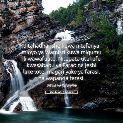 Picture 05 - Kutoka 14:17 SWHULB - Jitahadharishe kuwa nitafanya mioyo ya Wamisri - Bible Verse Picture