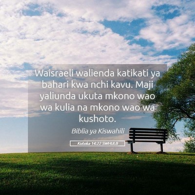 Picture 05 - Kutoka 14:22 SWHULB - Waisraeli walienda katikati ya bahari kwa nchi - Bible Verse Picture
