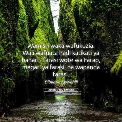 Picture 05 - Kutoka 14:23 SWHULB - Wamisri waka wafukuzia. Wali wafuata hadi - Bible Verse Picture