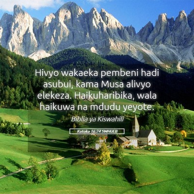 Picture 05 - Kutoka 16:24 SWHULB - Hivyo wakaeka pembeni hadi asubui, kama Musa - Bible Verse Picture