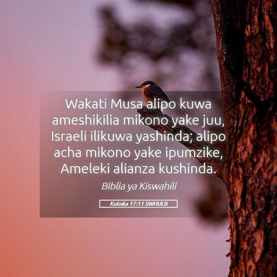 Picture 05 - Kutoka 17:11 SWHULB - Wakati Musa alipo kuwa ameshikilia mikono yake - Bible Verse Picture