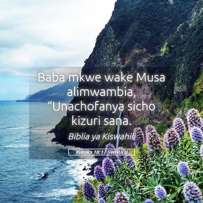 Picture 05 - Kutoka 18:17 SWHULB - Baba mkwe wake Musa alimwambia, “Unachofanya - Bible Verse Picture