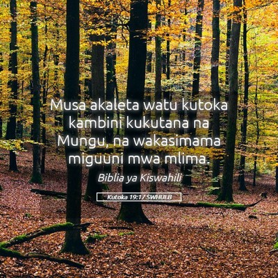 Picture 05 - Kutoka 19:17 SWHULB - Musa akaleta watu kutoka kambini kukutana na - Bible Verse Picture