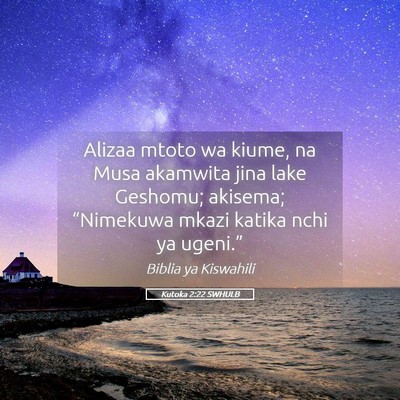 Picture 05 - Kutoka 2:22 SWHULB - Alizaa mtoto wa kiume, na Musa akamwita jina lake - Bible Verse Picture
