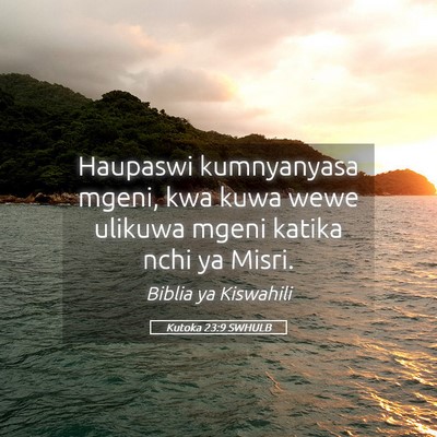 Picture 05 - Kutoka 23:9 SWHULB - Haupaswi kumnyanyasa mgeni, kwa kuwa wewe ulikuwa - Bible Verse Picture