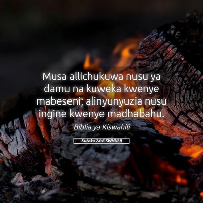 Picture 05 - Kutoka 24:6 SWHULB - Musa allichukuwa nusu ya damu na kuweka kwenye - Bible Verse Picture