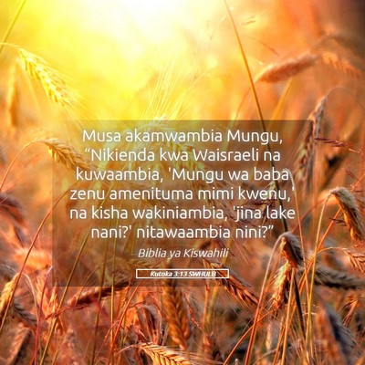 Picture 05 - Kutoka 3:13 SWHULB - Musa akamwambia Mungu, “Nikienda kwa Waisraeli - Bible Verse Picture