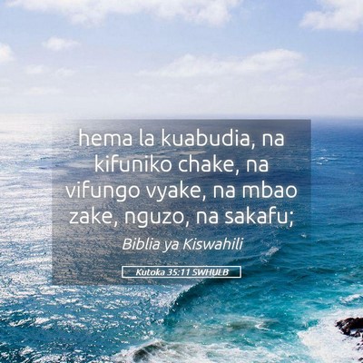 Picture 05 - Kutoka 35:11 SWHULB - hema la kuabudia, na kifuniko chake, na vifungo - Bible Verse Picture